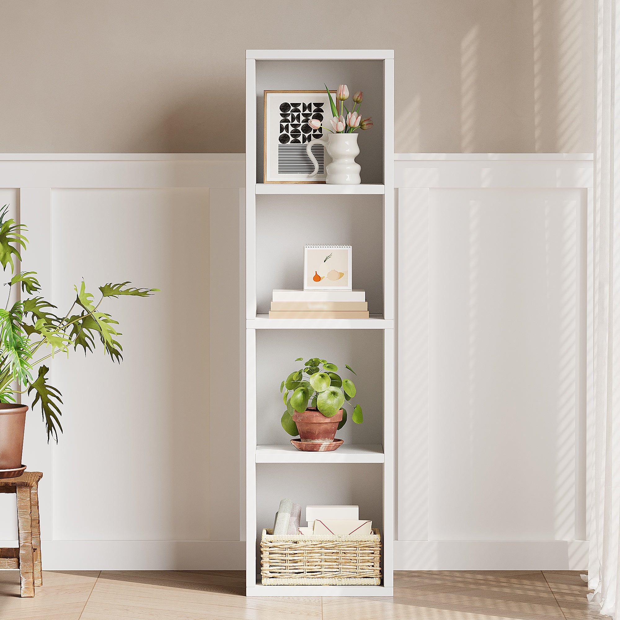 4 Cube Bookcase Display Bookshelf for Living Room Bedroom Home