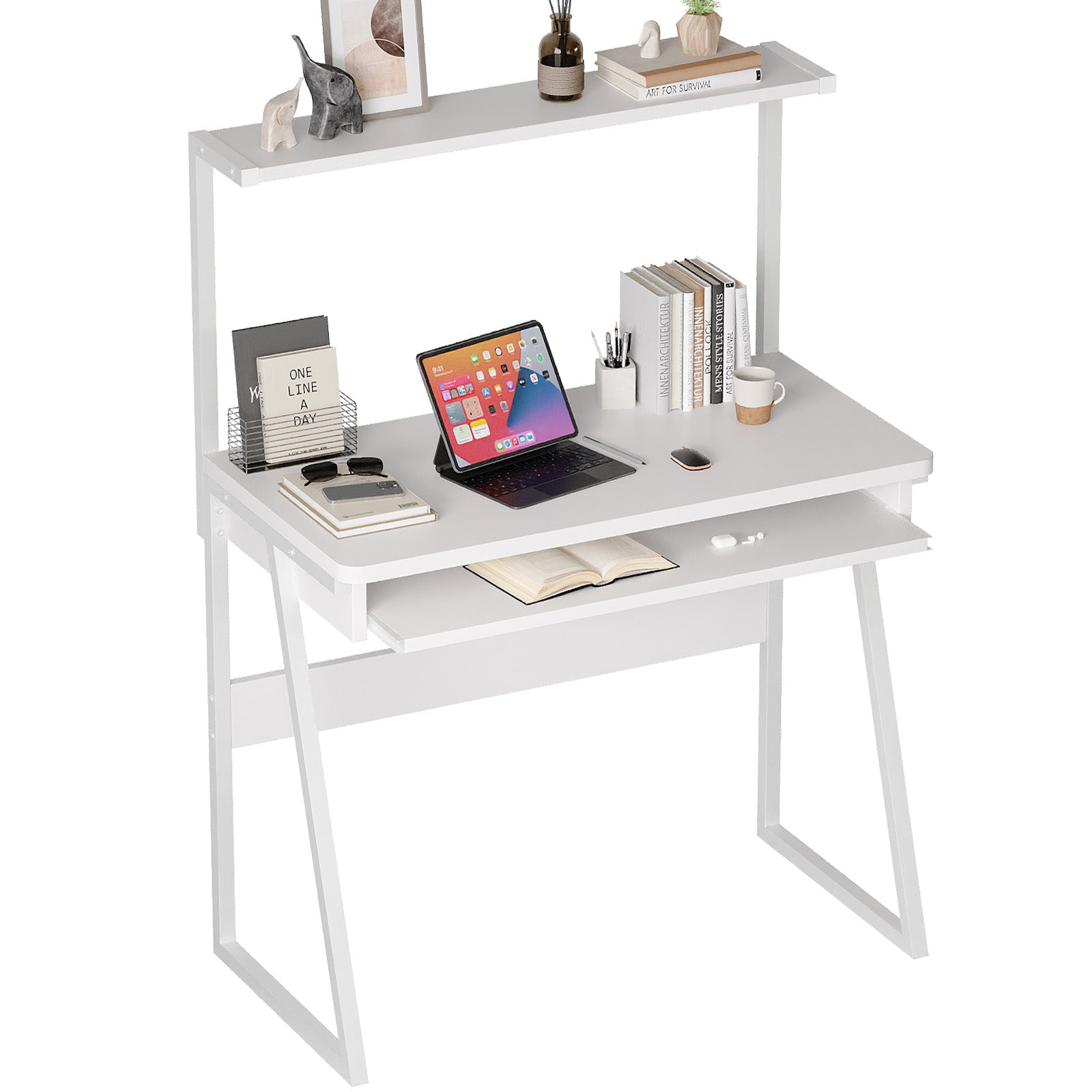 2-Tier Computer Desk with Keyboard Tray