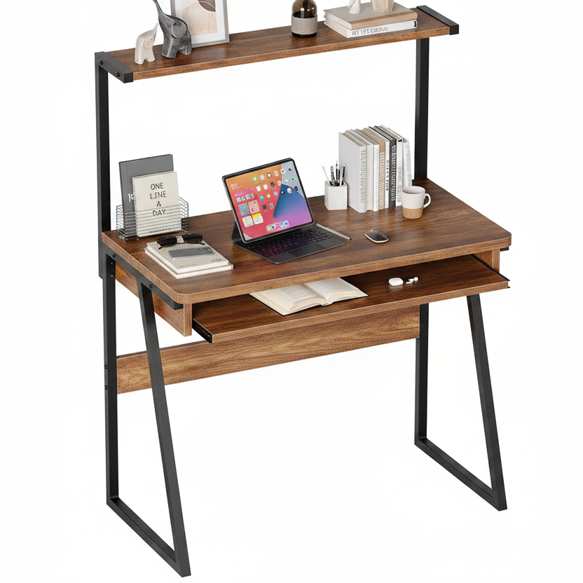 2-Tier Computer Desk with Keyboard Tray
