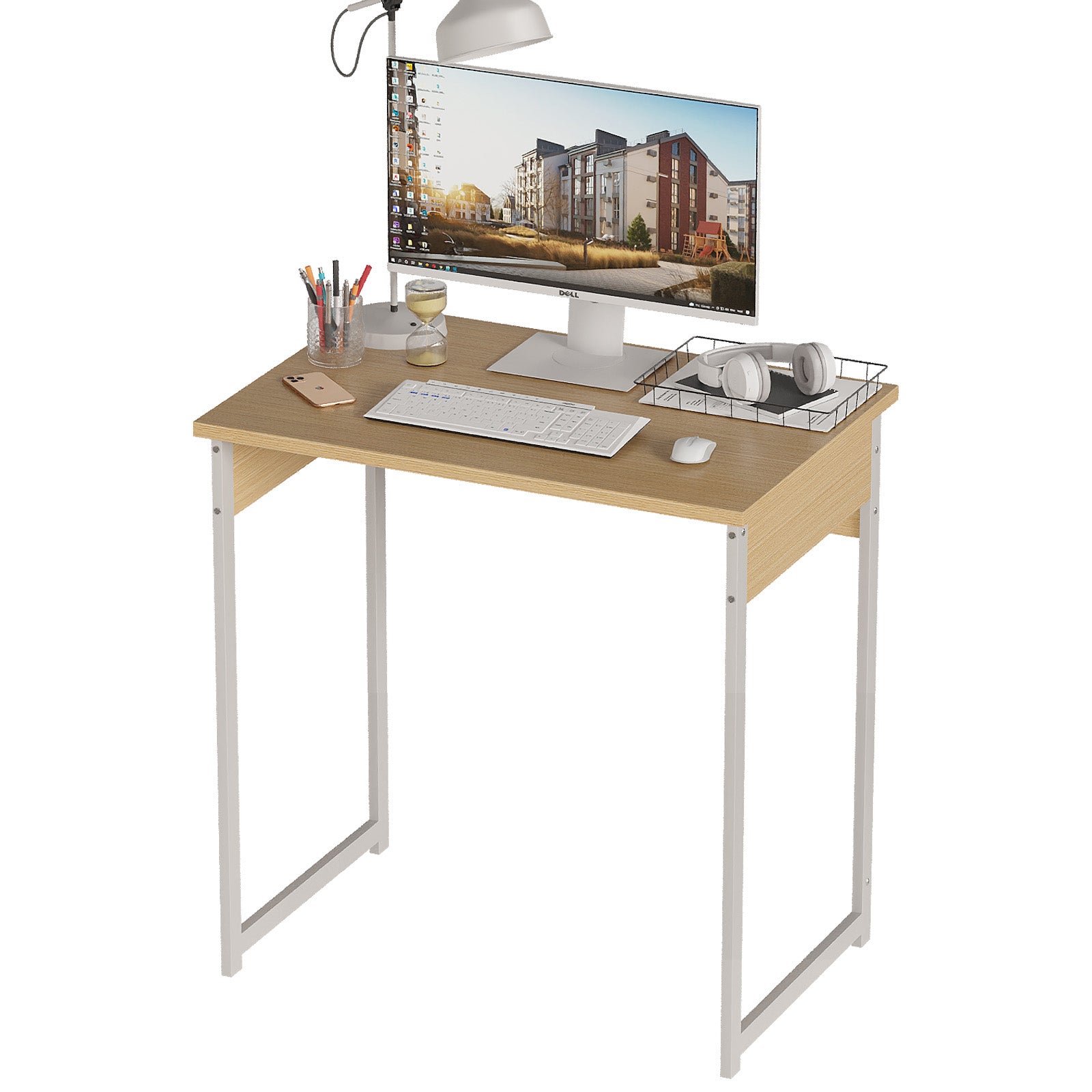Alisened Computer Desk, Modern Simple Writing Desk with Sturdy Metal Frame, Multipurpose Home Office Workstation for Bedroom Study
