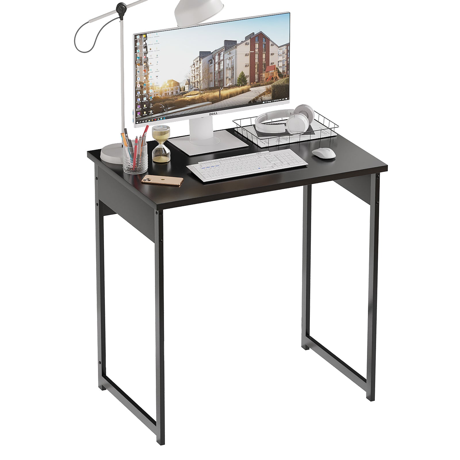 Alisened Computer Desk, Modern Simple Writing Desk with Sturdy Metal Frame, Multipurpose Home Office Workstation for Bedroom Study