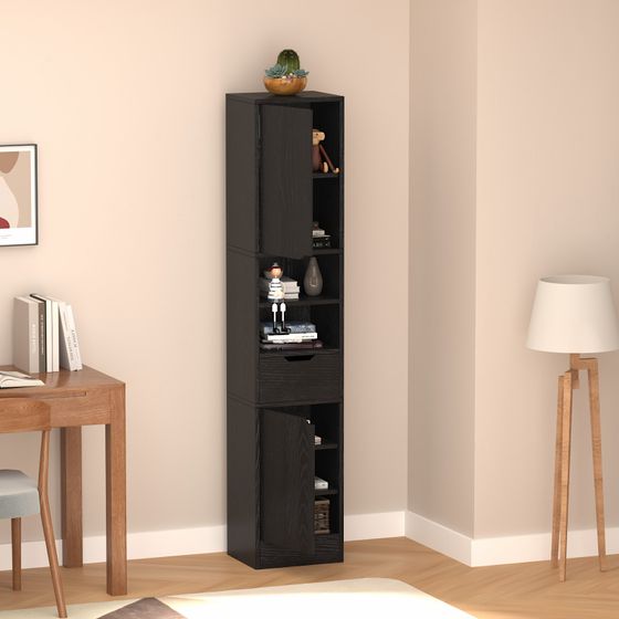 67" 8-Tier Bookcase with Doors and Drawer
