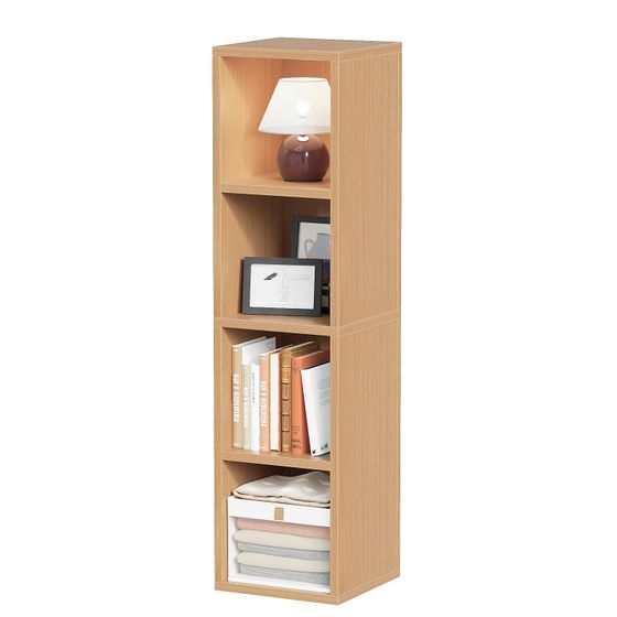 4 Cube Bookcase Display Narrow Bookshelf for Living Room, Bedroom, Home Office