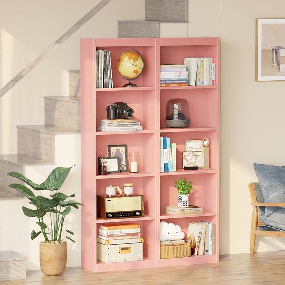 5 Tier Bookshelf, 20 Inches Wide Wooden Storage Shelves, Floor Standing Open Bookcase for HomeOffice, Bedroom, Living Room