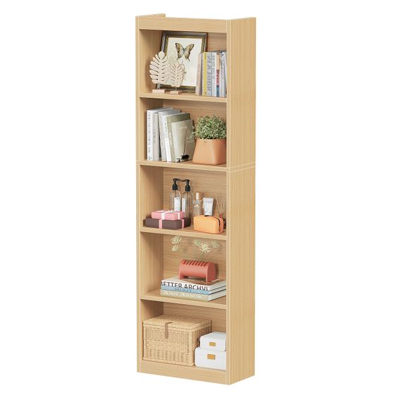 5 Tier Bookshelf, 20 Inches Wide Wooden Storage Shelves, Floor Standing Open Bookcase for HomeOffice, Bedroom, Living Room