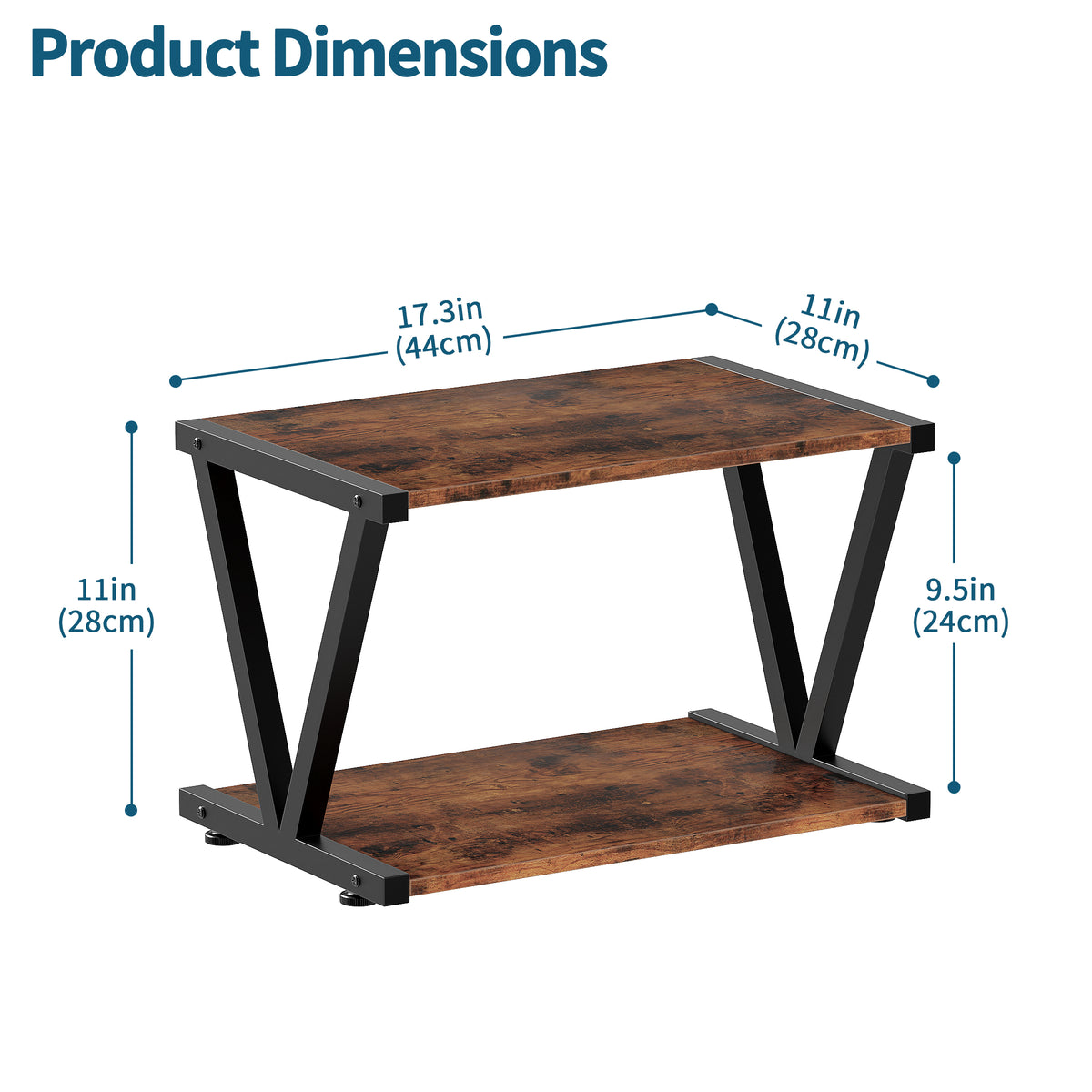 2-Tier Desktop Printer Stand with Storage Shelf for Home Office