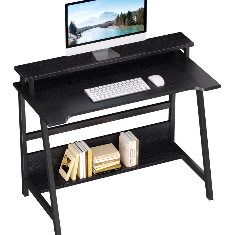 31.5" Desk for Small Spaces with Storage Shelf