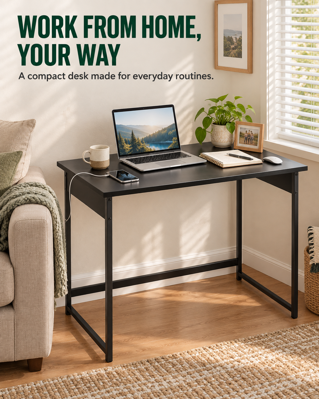 Compact Computer Desk for Home Office and Small Spaces