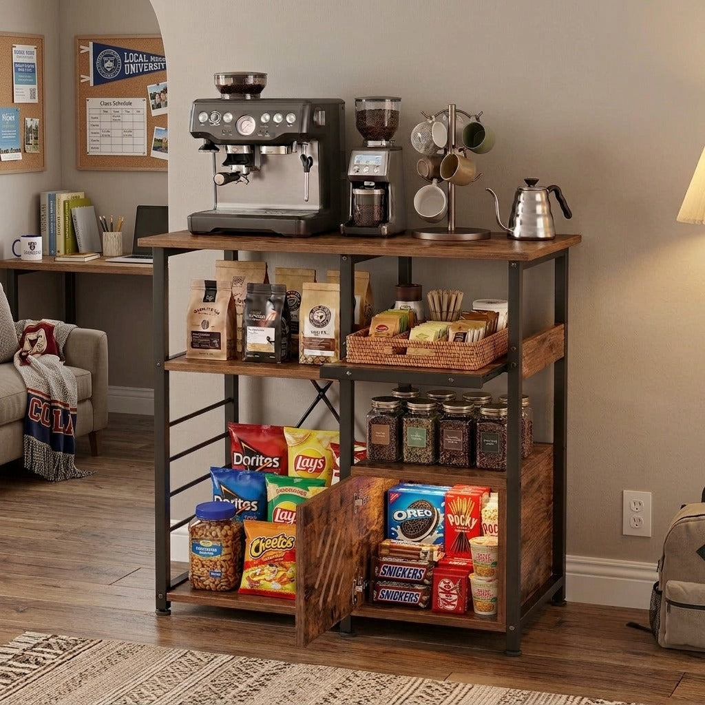 Metal Furniture Kitchen Organizer Rack Simple Assembly Wood Look