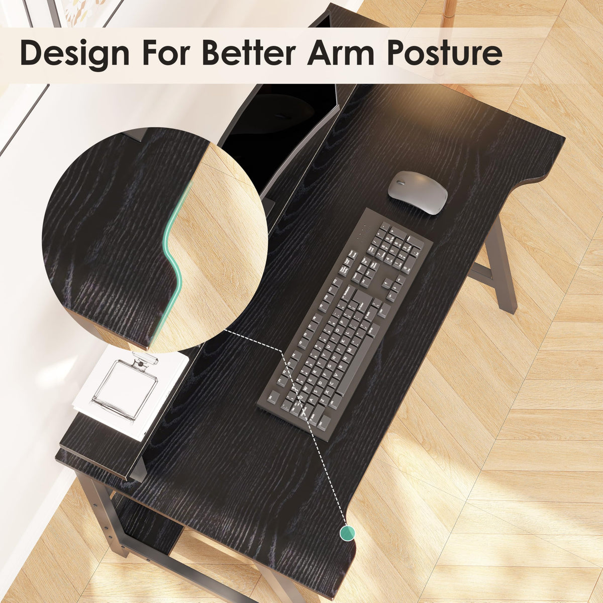 Compact Computer Desk with Storage Shelves for Small Spaces