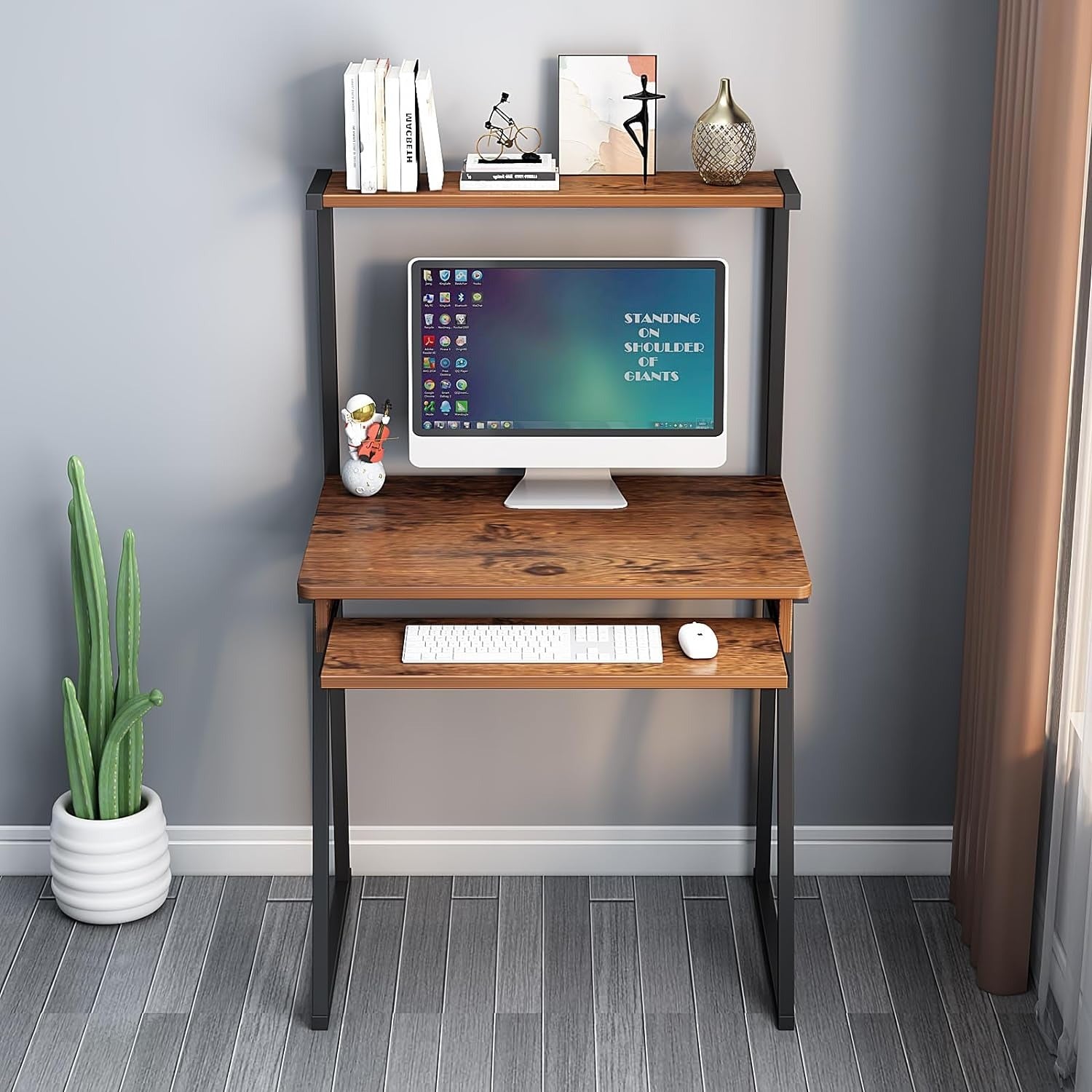 2-Tier Compact Laptop Desk with Keyboard Tray