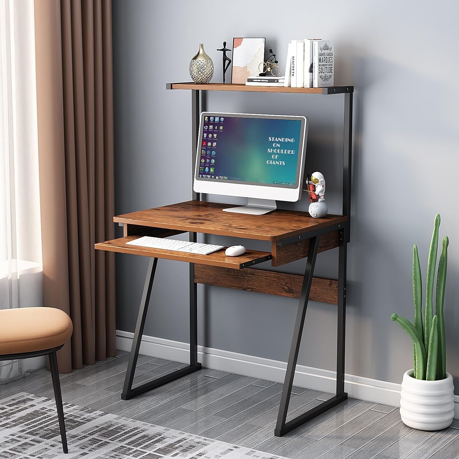 2-Tier Compact Laptop Desk with Keyboard Tray