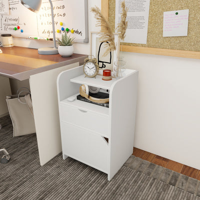 Nightstand with 2 Drawers and Open Storage Cabinet