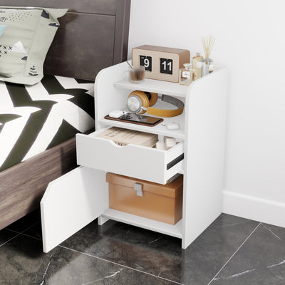 Nightstand with 2 Drawers and Open Storage Cabinet