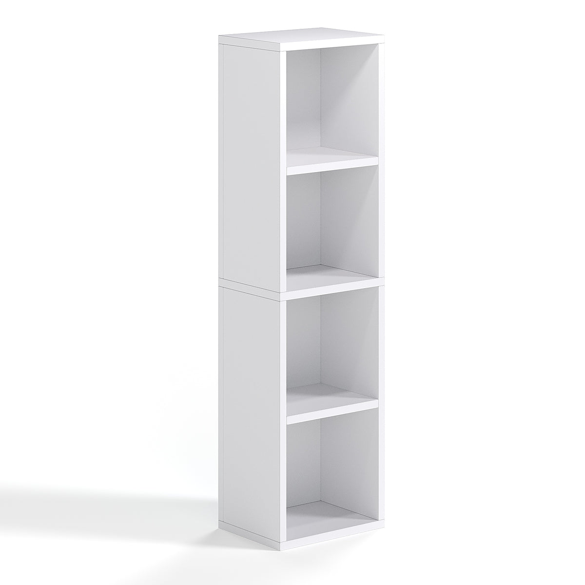 4-Tier Narrow Bookshelf, Tall Slim Cube Bookcase for Small Spaces