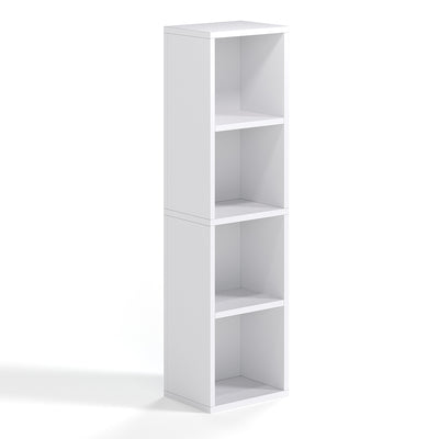 4-Tier Narrow Bookshelf, Tall Slim Cube Bookcase for Small Spaces