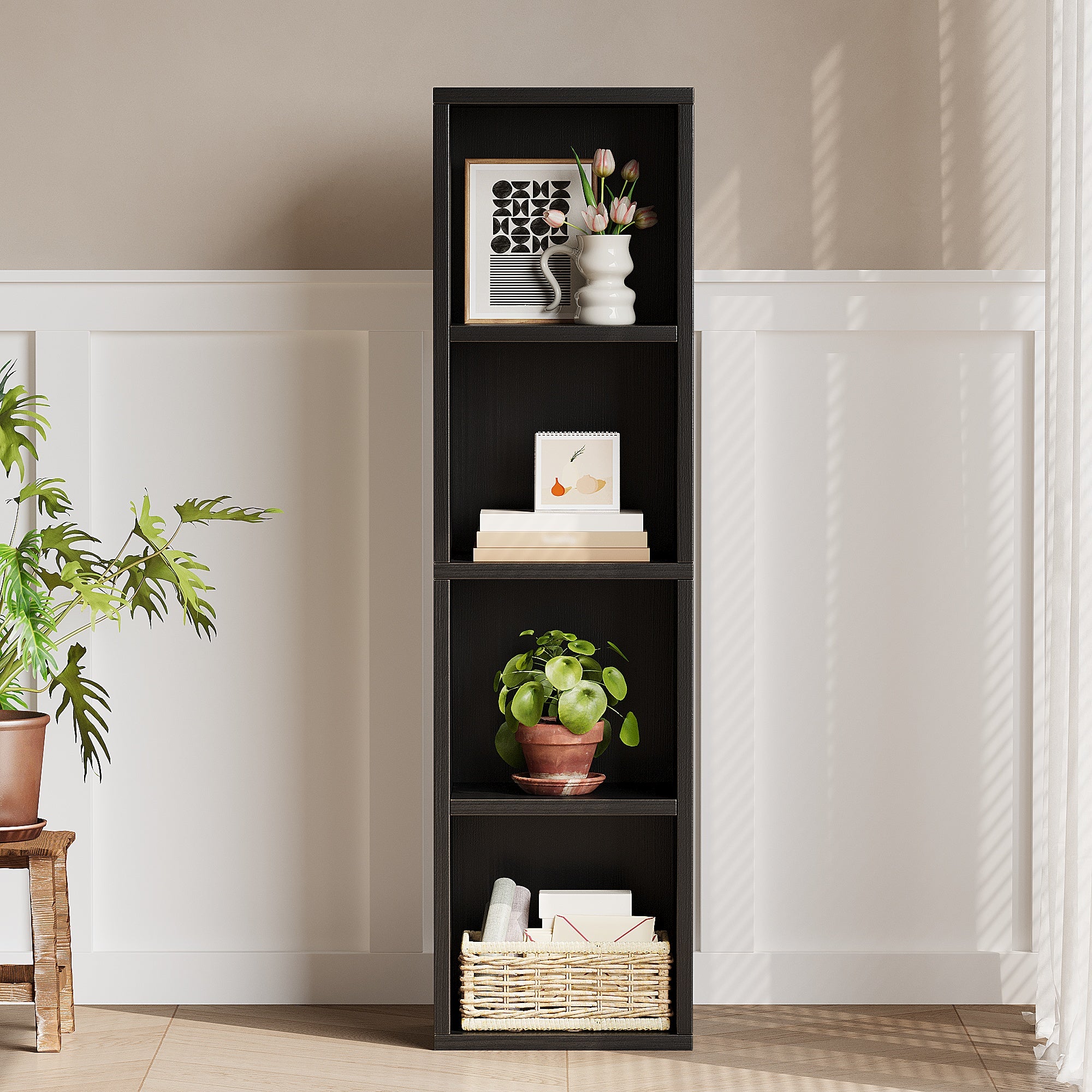 4 Cube Bookcase Display Bookshelf for Living Room Bedroom Home