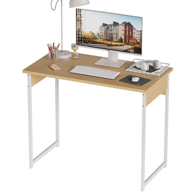 Alisened Computer Desk, Modern Simple Writing Desk with Sturdy Metal Frame, Multipurpose Home Office Workstation for Bedroom Study