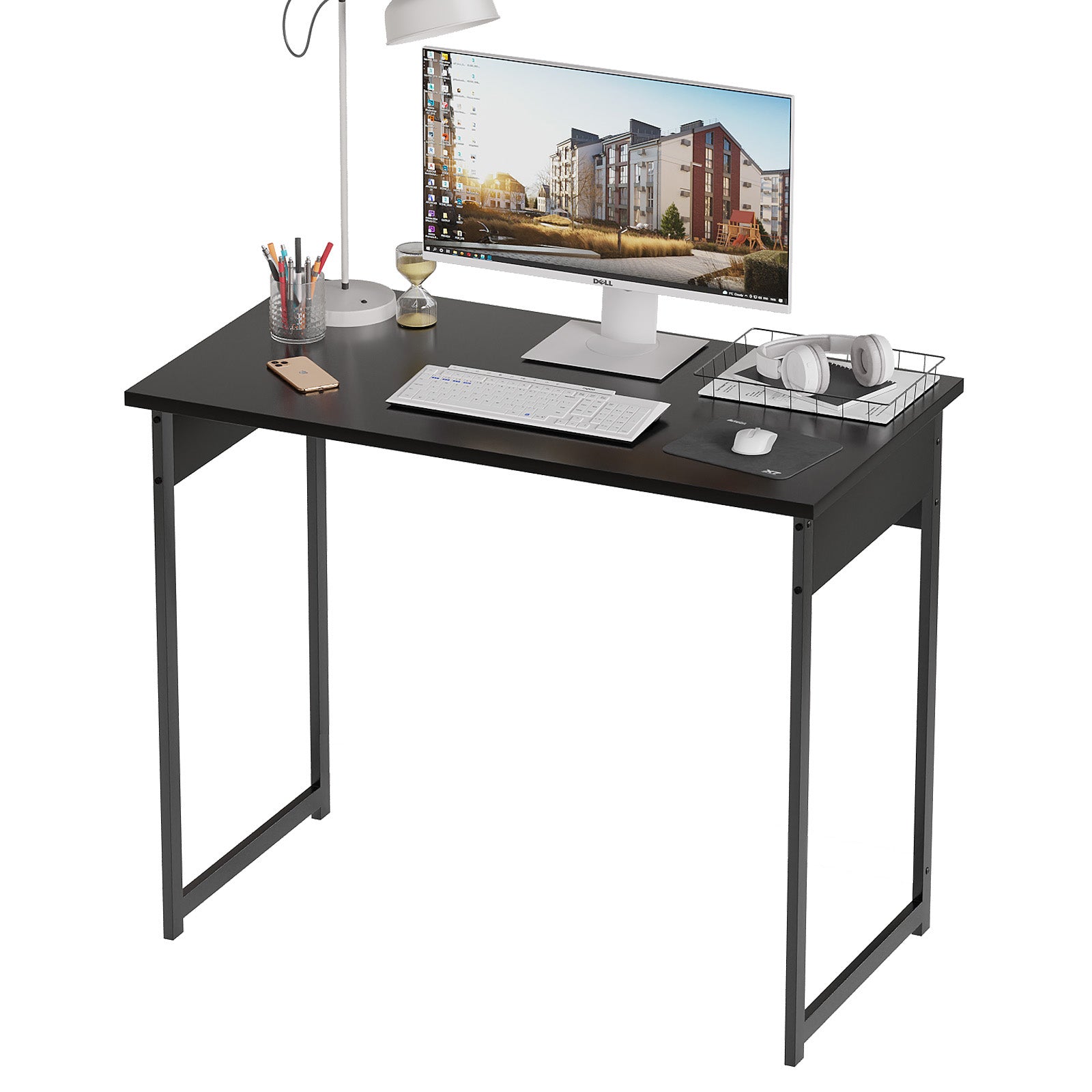 Alisened Computer Desk, Modern Simple Writing Desk with Sturdy Metal Frame, Multipurpose Home Office Workstation for Bedroom Study