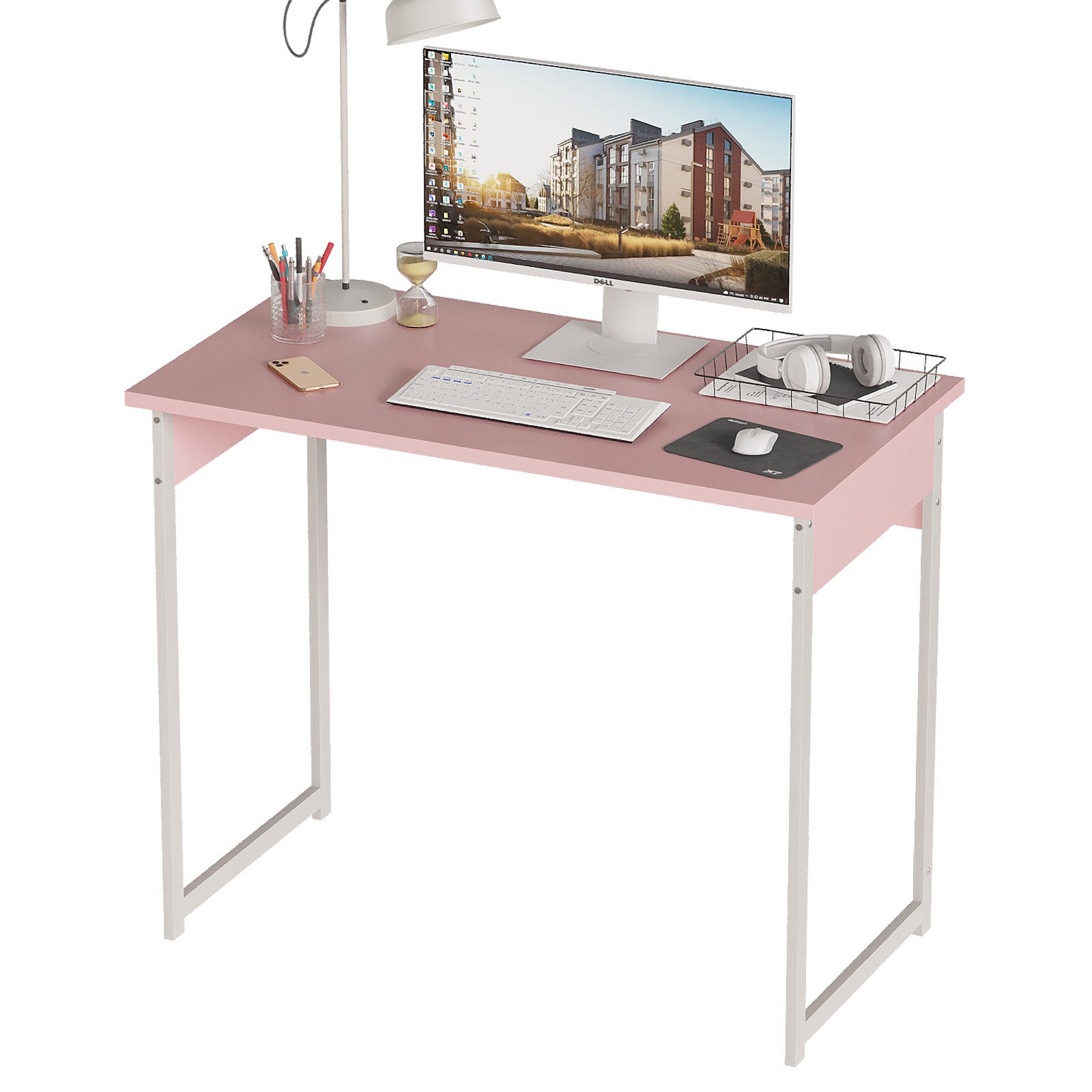 Alisened Computer Desk, Modern Simple Writing Desk with Sturdy Metal Frame, Multipurpose Home Office Workstation for Bedroom Study