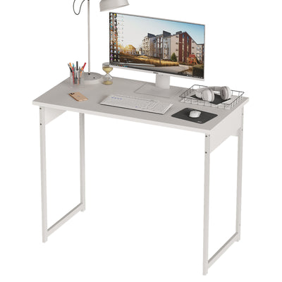 Alisened Computer Desk, Modern Simple Writing Desk with Sturdy Metal Frame, Multipurpose Home Office Workstation for Bedroom Study