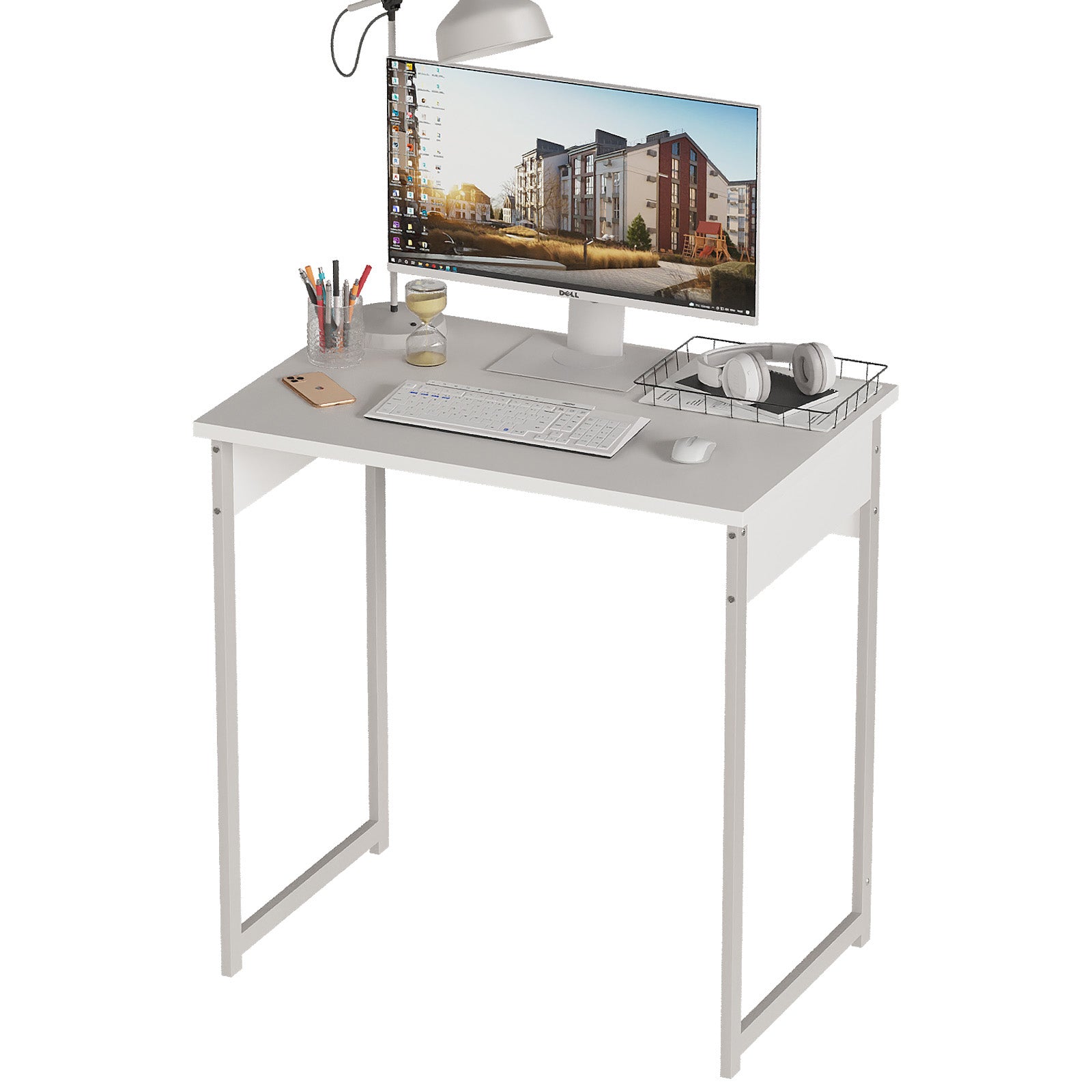 Alisened Computer Desk, Modern Simple Writing Desk with Sturdy Metal Frame, Multipurpose Home Office Workstation for Bedroom Study