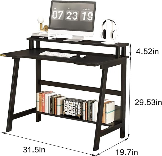 31.5" Desk for Small Spaces with Storage Shelf