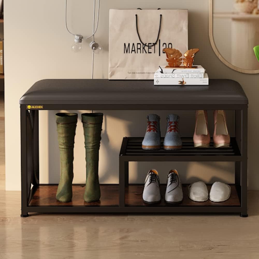 3_tier_rustic_shoe_rack_bench_storage_seat_0