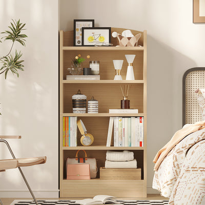 5-Tier Bookcase, 47" Wood Tall Bookshelf and Bookshelves, Floor Standing Book Shelf Display Storage Shelves for Bedroom Library Living Room Home Office