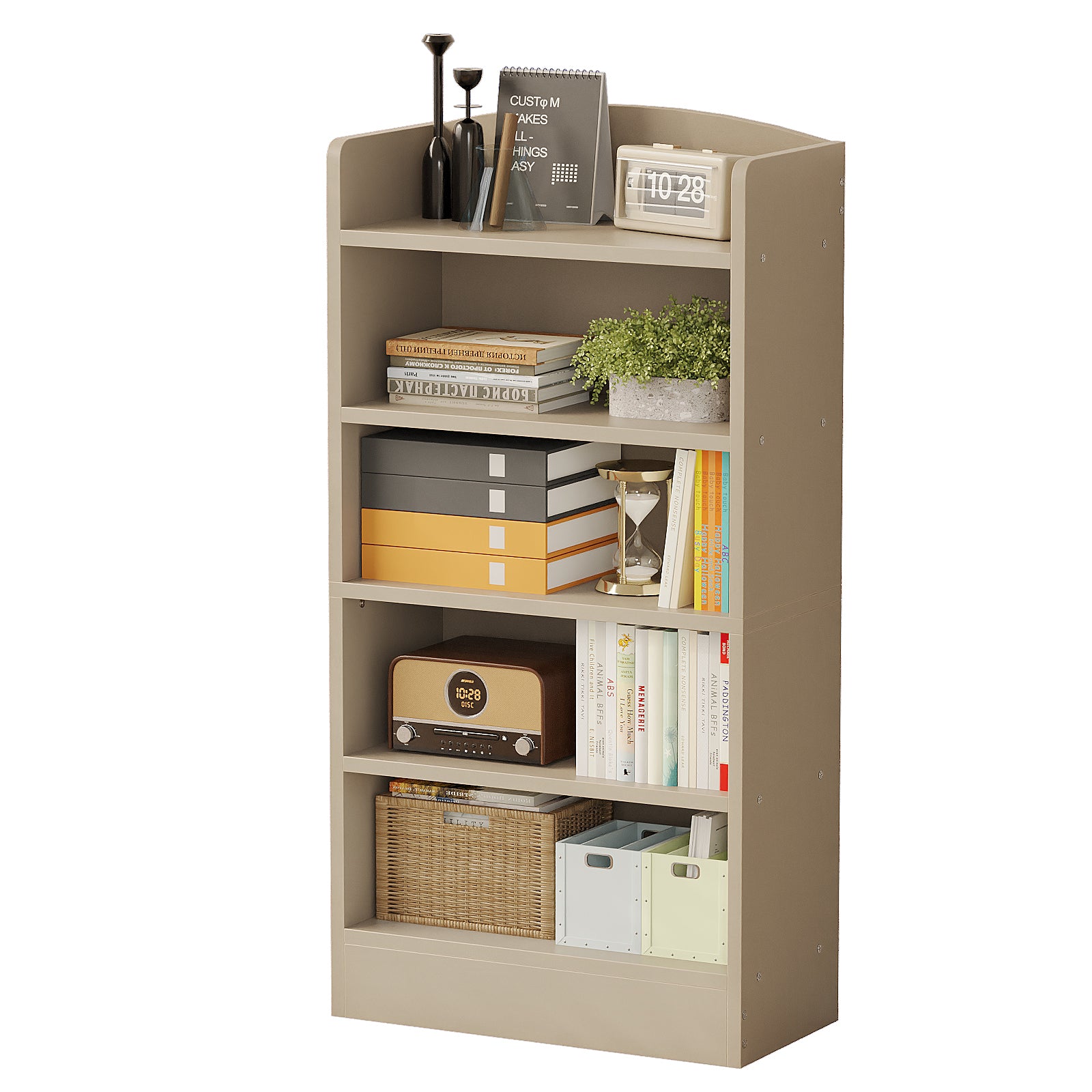 5-Tier Bookcase, 47" Wood Tall Bookshelf and Bookshelves, Floor Standing Book Shelf Display Storage Shelves for Bedroom Library Living Room Home Office