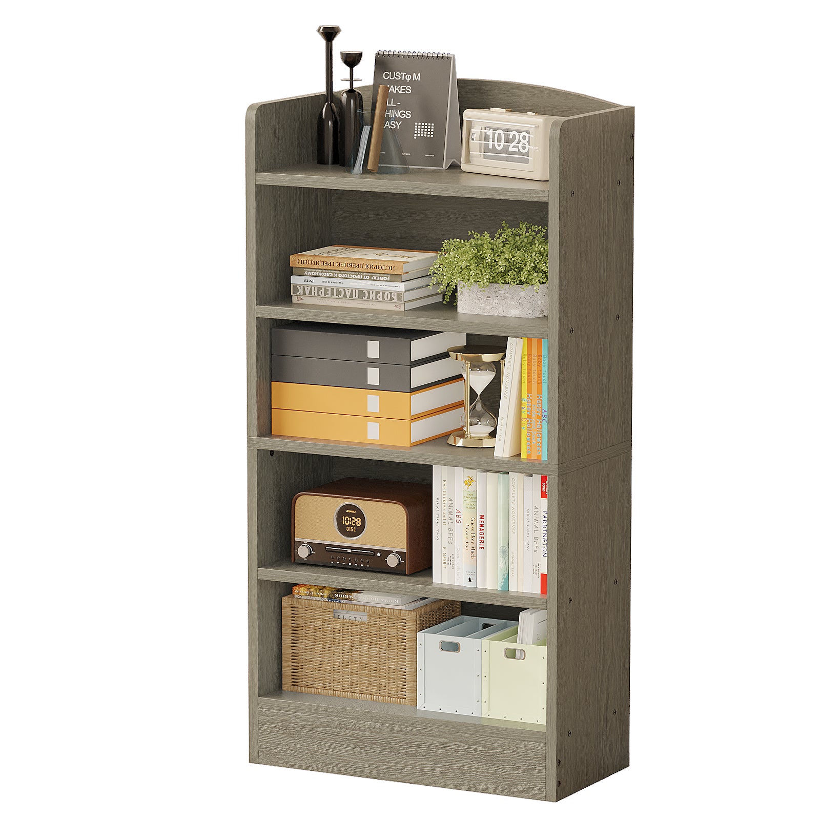 5-Tier Bookcase, 47" Wood Tall Bookshelf and Bookshelves, Floor Standing Book Shelf Display Storage Shelves for Bedroom Library Living Room Home Office