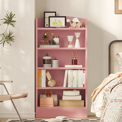 5-Tier Bookcase, 47" Wood Tall Bookshelf and Bookshelves, Floor Standing Book Shelf Display Storage Shelves for Bedroom Library Living Room Home Office