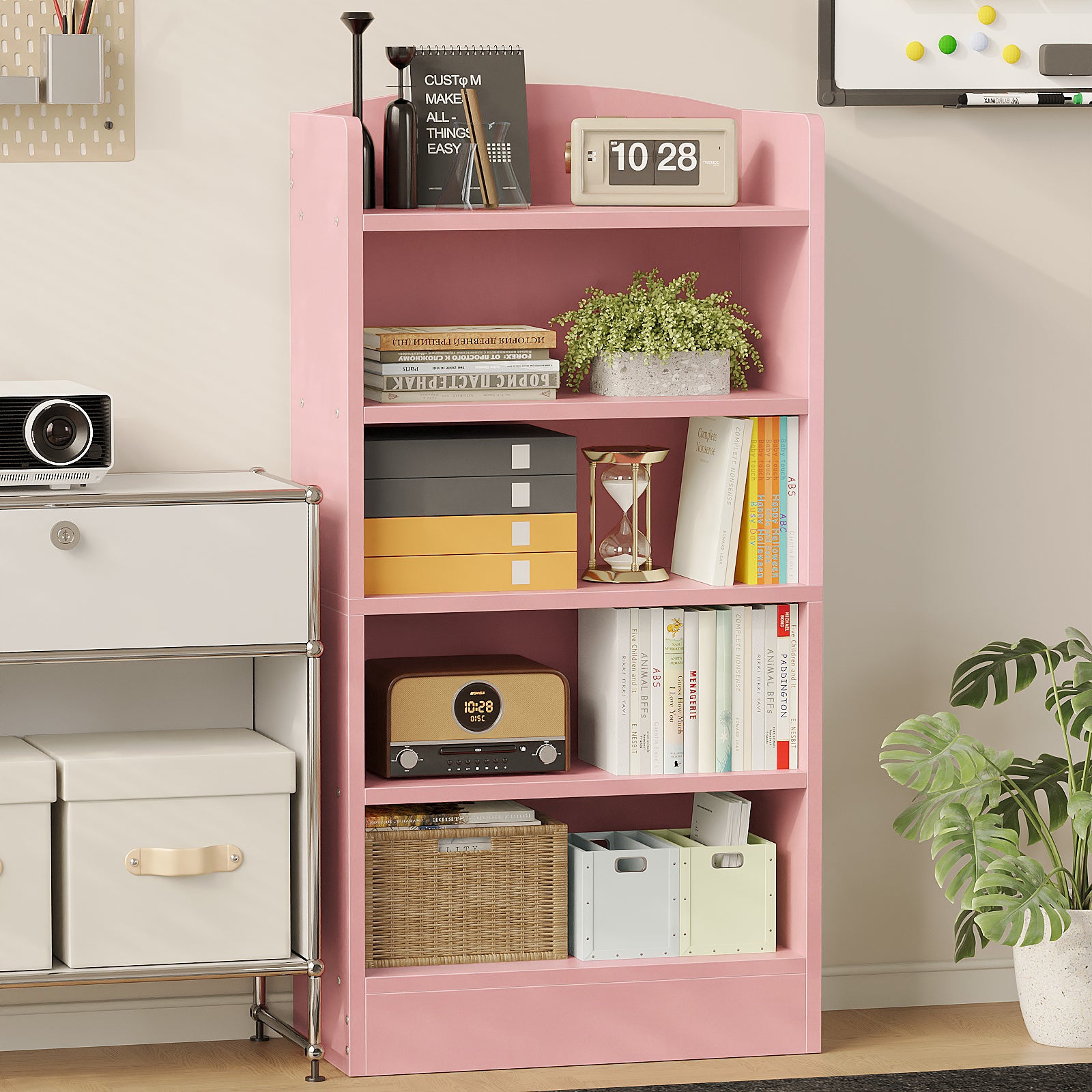 5-Tier Bookcase, 47" Wood Tall Bookshelf and Bookshelves, Floor Standing Book Shelf Display Storage Shelves for Bedroom Library Living Room Home Office