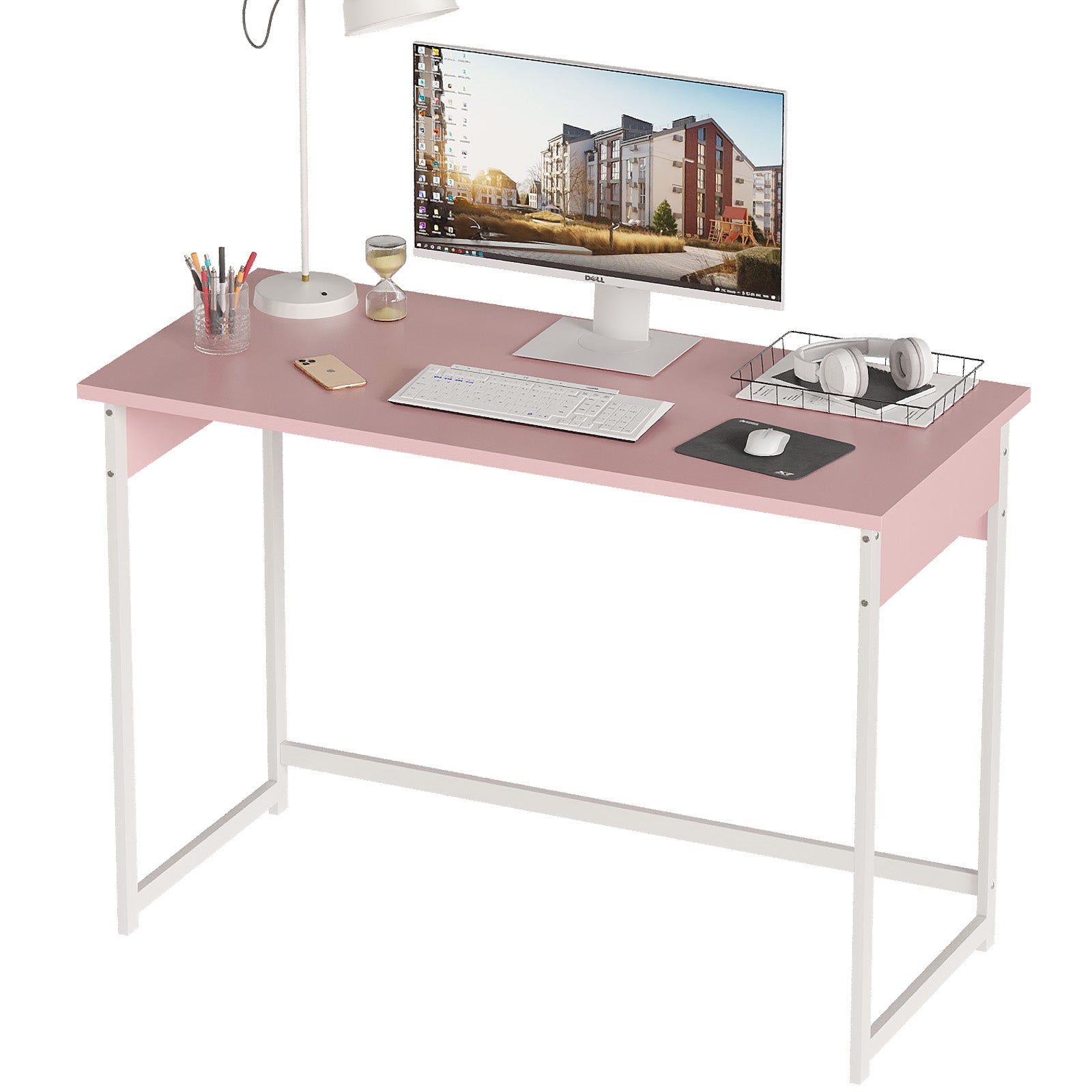 Alisened Computer Desk, Modern Simple Writing Desk with Sturdy Metal Frame, Multipurpose Home Office Workstation for Bedroom Study