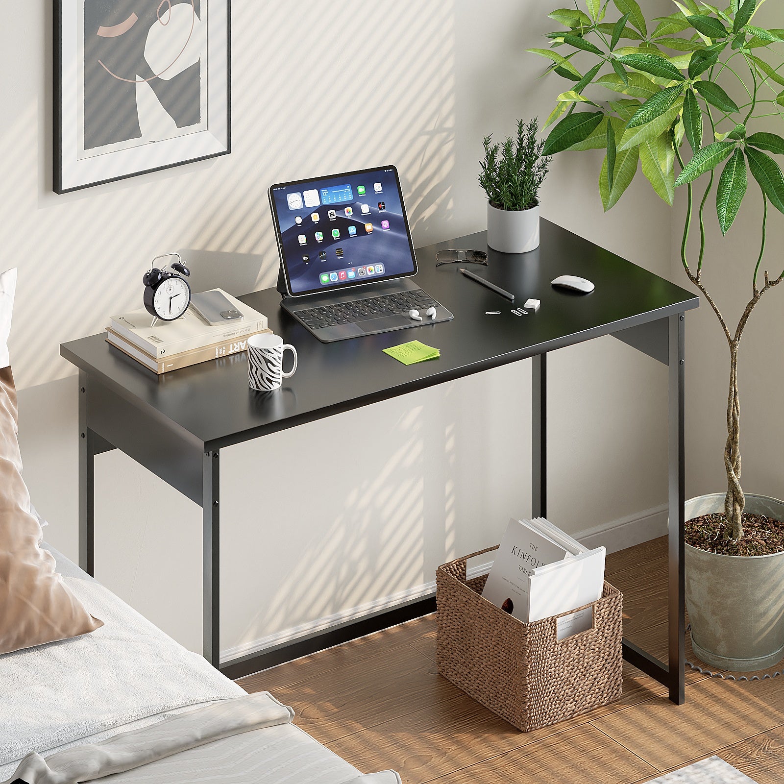 Modern Computer Desk with Sturdy Metal Frame for Home Office, Bedroom & Study