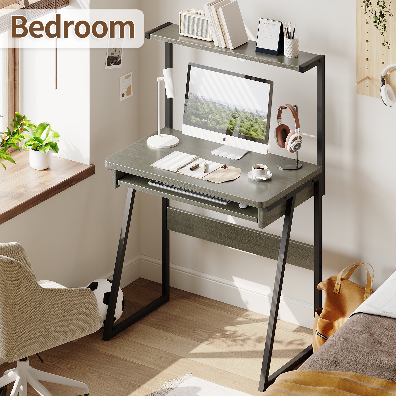 2-Tier Computer Desk with Keyboard Tray