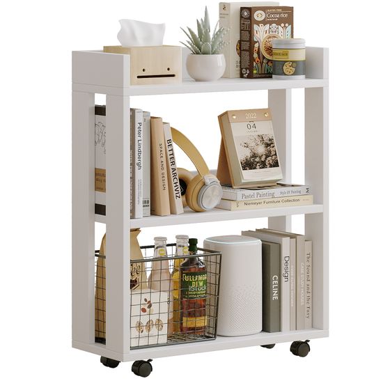 3-Tier Open Wood Shelving Unit Mobile Storage