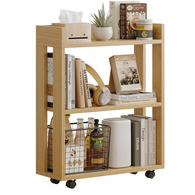3-Tier Open Wood Shelving Unit Mobile Storage