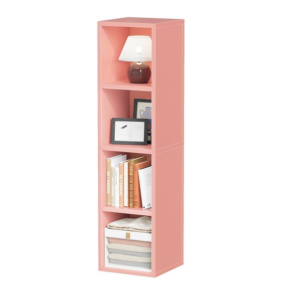 4 Cube Bookcase Display Narrow Bookshelf for Living Room, Bedroom, Home Office