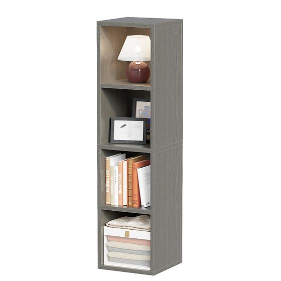 4 Cube Bookcase Display Narrow Bookshelf for Living Room, Bedroom, Home Office