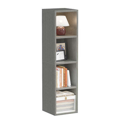 4-Tier Narrow Bookshelf, Tall Slim Cube Bookcase for Small Spaces