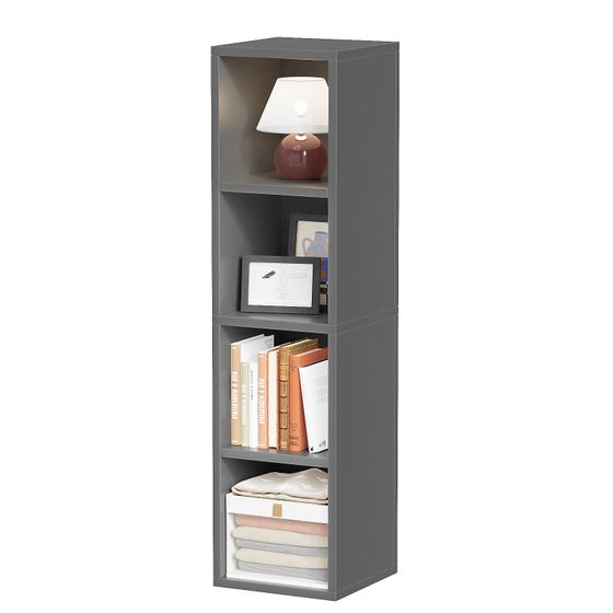 4 Cube Bookcase Display Narrow Bookshelf for Living Room, Bedroom, Home Office