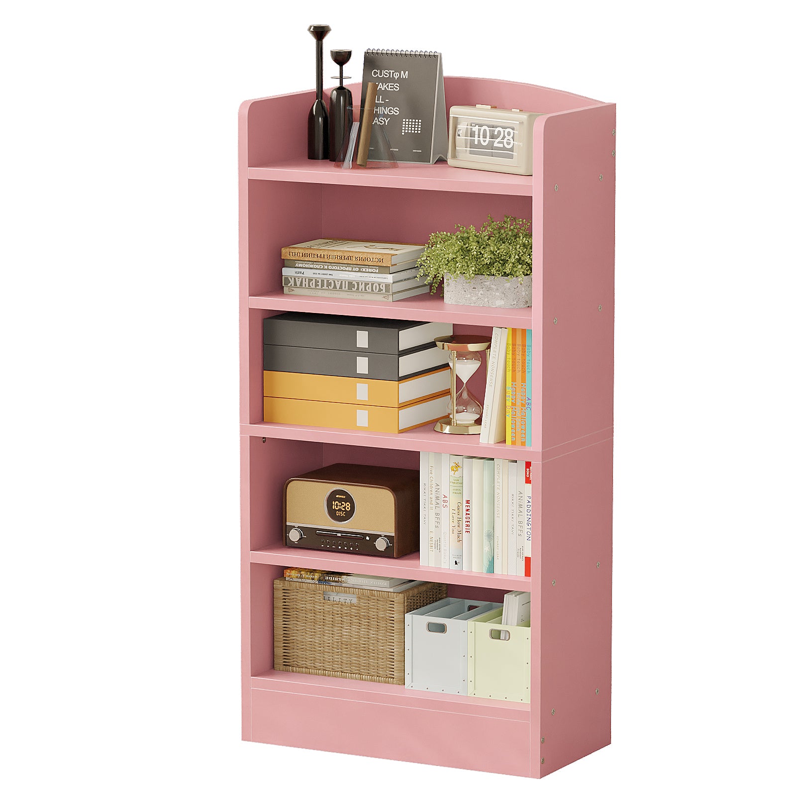 5 Shelf Bookcase, 47" Wood Tall Bookshelf and Bookshelves, Floor Standing Book Shelf Display Storage Shelves for Bedroom Library Living Room Home Office