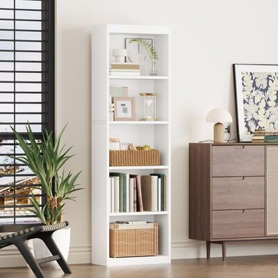 5 Tier Bookshelf, 20 Inches Wide Wooden Storage Shelves, Floor Standing Open Bookcase for HomeOffice, Bedroom, Living Room