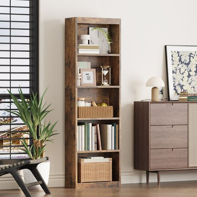 5 Tier Bookshelf, 20 Inches Wide Wooden Storage Shelves, Floor Standing Open Bookcase for HomeOffice, Bedroom, Living Room