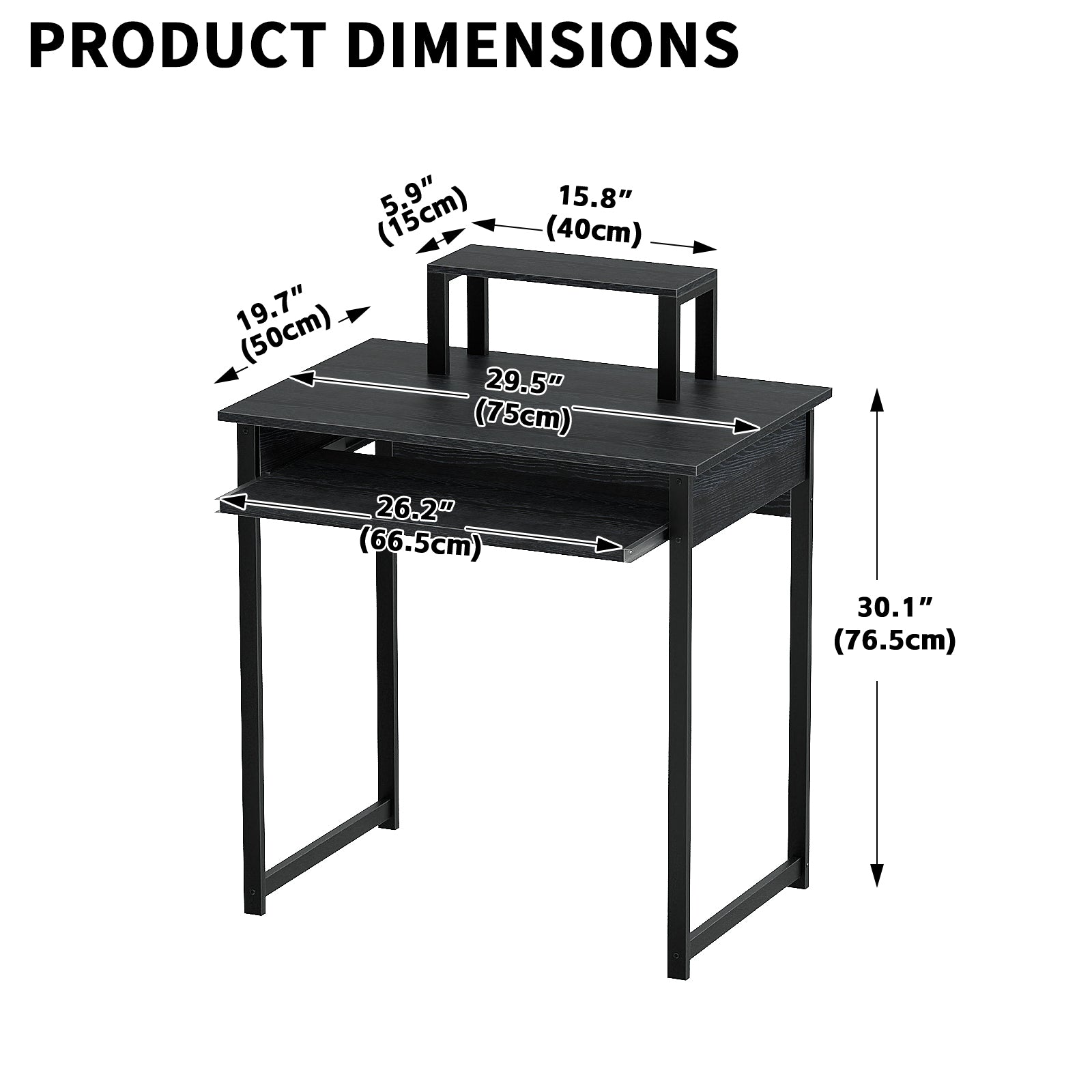 Modern Computer Desk with Monitor Stand and Keyboard Tray,Small Writing Study Table for Home Office,Space Saving Design,Simple Workstation for Bedroom & Living Room