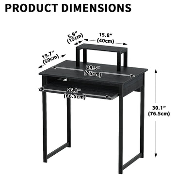 Modern Computer Desk with Monitor Stand and Keyboard Tray,Small Writing Study Table for Home Office,Space Saving Design,Simple Workstation for Bedroom & Living Room
