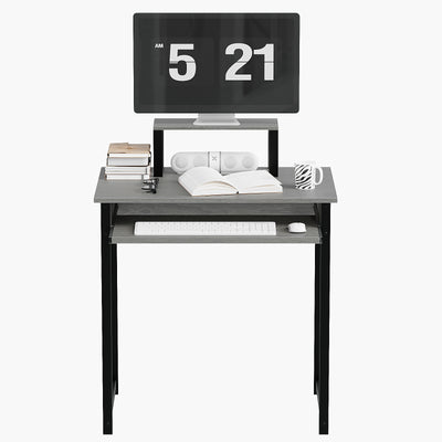 Computer Desk with Monitor Stand and Keyboard Tray, Modern Home Office Writing Desk with Sturdy Metal Frame