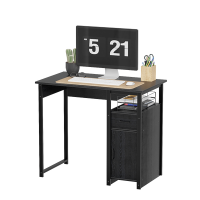 Computer Desk with Storage Drawer and Cabinet,Home Office Desk,Modern Study Writing Table for Small Spaces,Metal Frame PC Workstation