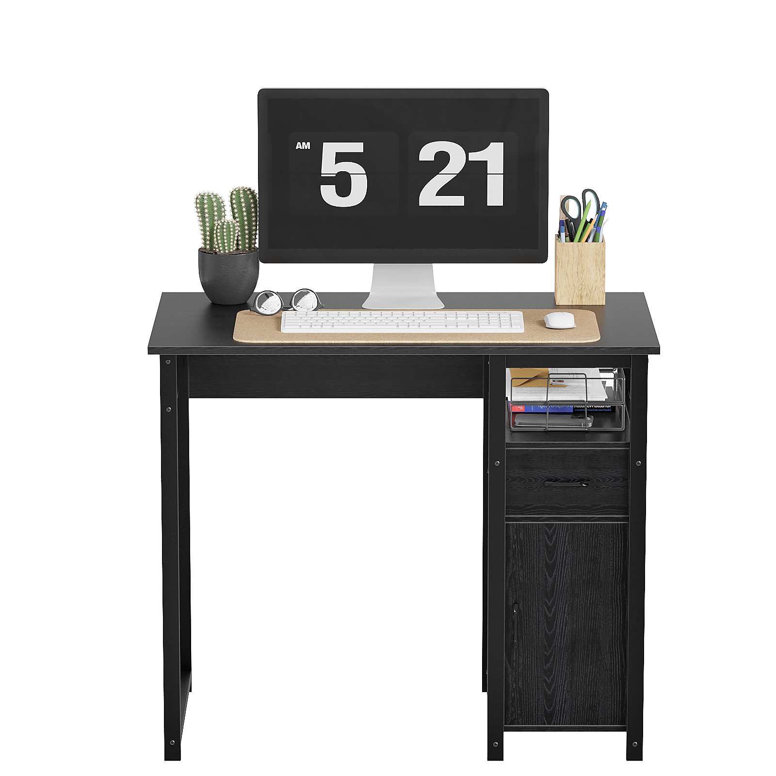 Computer Desk with Storage Drawer and Cabinet,Home Office Desk,Modern Study Writing Table for Small Spaces,Metal Frame PC Workstation